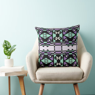 Bohemian Chintz 49 Lavender Mint Black Cushion