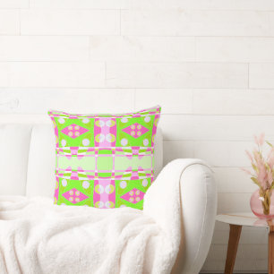 Bohemian Chintz 71 Pastel Pink Fuchsia Lime Green Cushion
