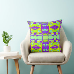 Bohemian Chintz 74 Yellow Green Purple  Cushion
