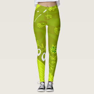 Bohemian Chintz Illustration Avocado Leggings