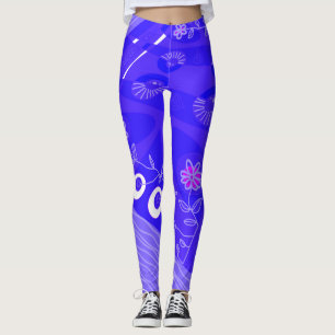 Bohemian Chintz Illustration Indigo Leggings