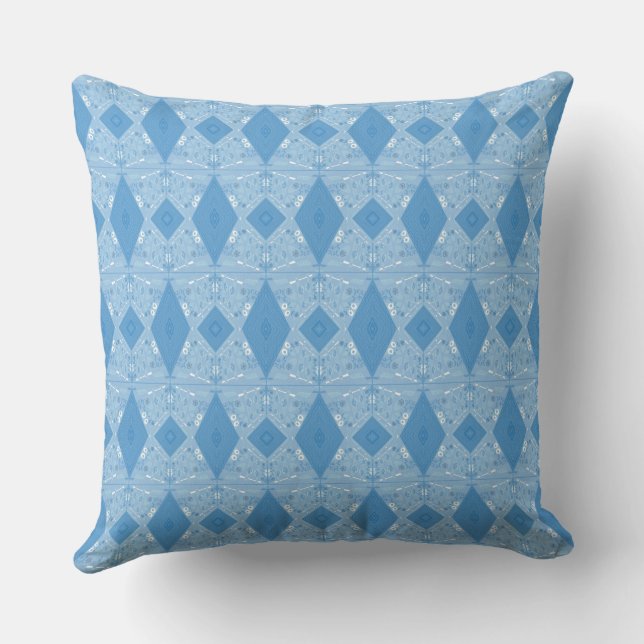 Bohemian Chintz Illustration Micro Dusty Blue  Cushion (Back)