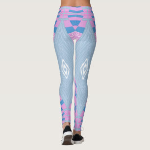 Bohemian Chintz Illustration Pink Blue White 2 Leggings