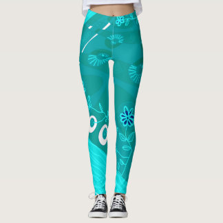 Bohemian Chintz Illustration Teal 1 Leggings