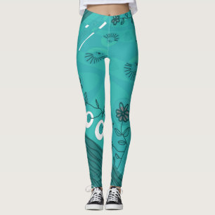 Bohemian Chintz Illustration Teal 2 Leggings