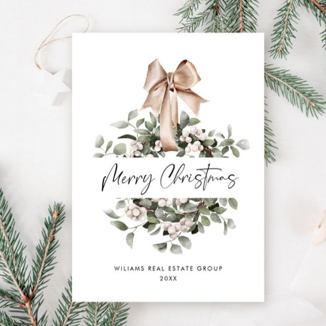 Bohemian Christmas Wreath Corporate Greeting Holiday Card (Creator Uploaded)