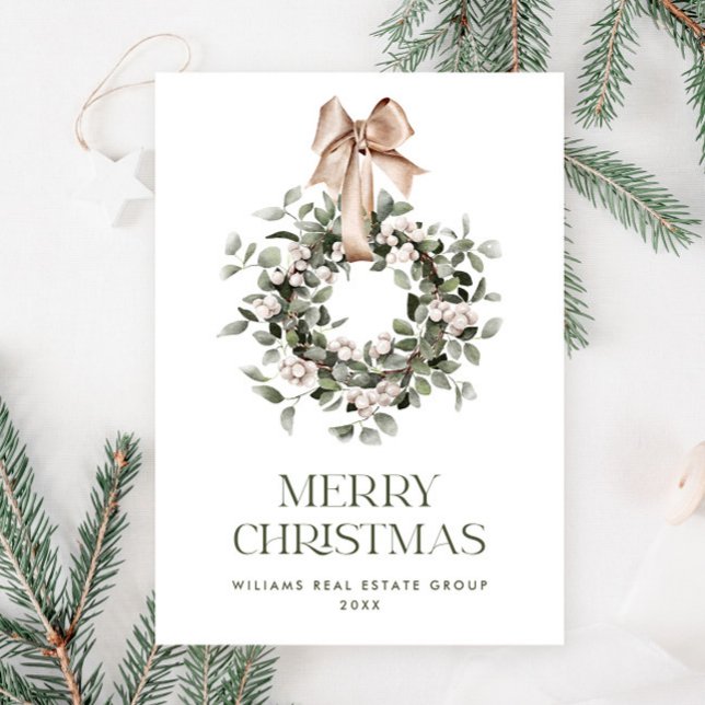 Bohemian Christmas Wreath Corporate Greeting Holiday Card (Creator Uploaded)