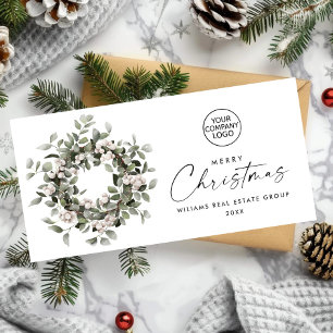 Bohemian Christmas Wreath Corporate Greeting Holiday Card