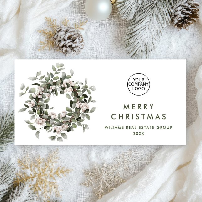 Bohemian Christmas Wreath Corporate Greeting Holiday Card (Creator Uploaded)
