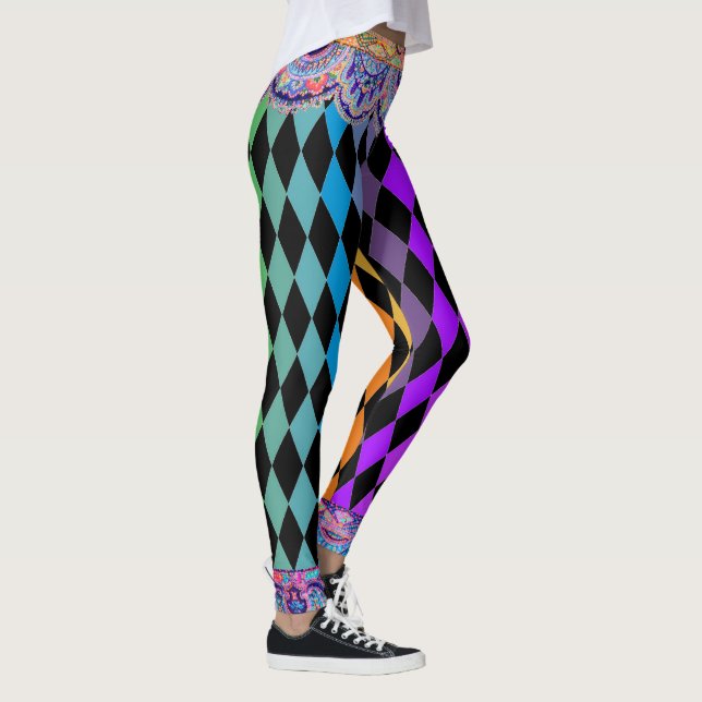 Bohemian Circus Jet Black Jester Leggings (Right)