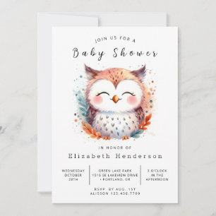 Bohemian Classic Owl Baby Shower Invitation