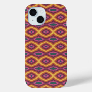 Bohemian Colour Palette Wavy Lattice Pattern Art iPhone 15 Case