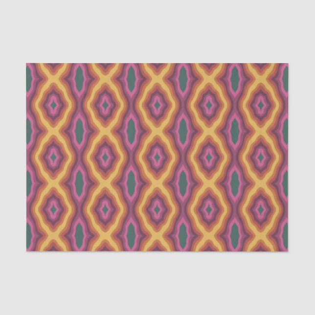 Bohemian Colour Palette Wavy Lattice Pattern Art Tissue Paper (Front)