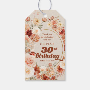Bohemian colourful fall floral rusty 30th birthday gift tags