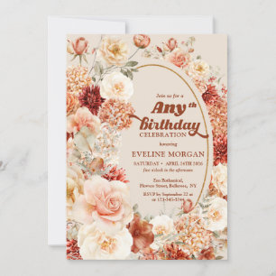 Bohemian colourful fall floral sage All birthday Invitation