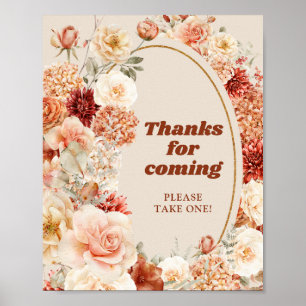 Bohemian colourful fall floral thanks for coming  poster