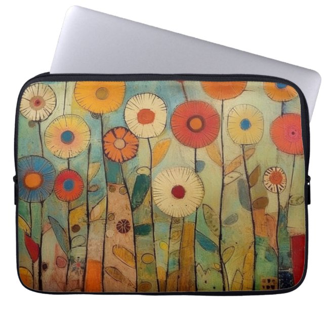 Bohemian Colourful Flowers  Laptop Sleeve (Front)