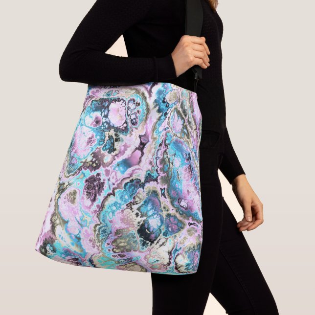 Bohemian Colourful Pastel Fractal Marble Abstract Crossbody Bag (Close Up)