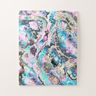 Bohemian Colourful Pastel Fractal Marble Abstract Jigsaw Puzzle