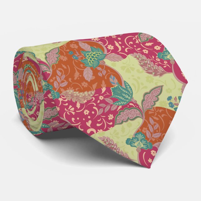 Bohemian Colourful Patchwork Pattern  Tie (Rolled)