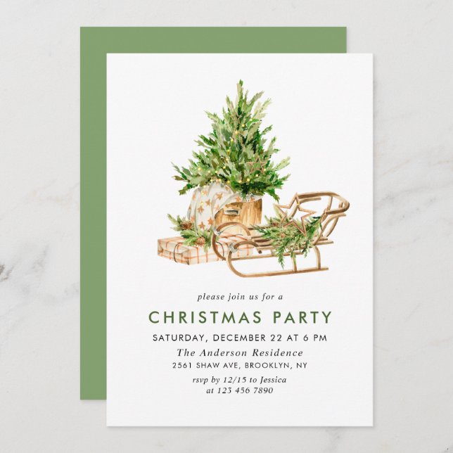 Bohemian Composition CHRISTMAS HOLIDAY Party Invitation (Front/Back)