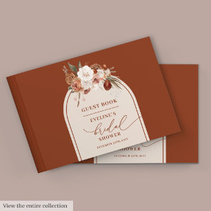 Bohemian copper pampas floral bridal guest book
