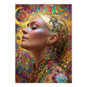 Bohemian Cosmic Goddess Art Print  Magic Woman 