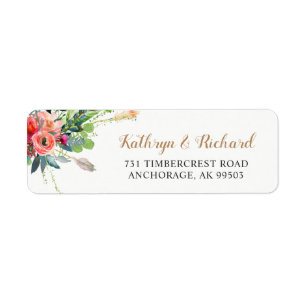 Bohemian Country Flowers Arrow Wedding Address