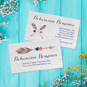 Bohemian Crossed Arrows On Rustic Wood Boho Chic Business Card