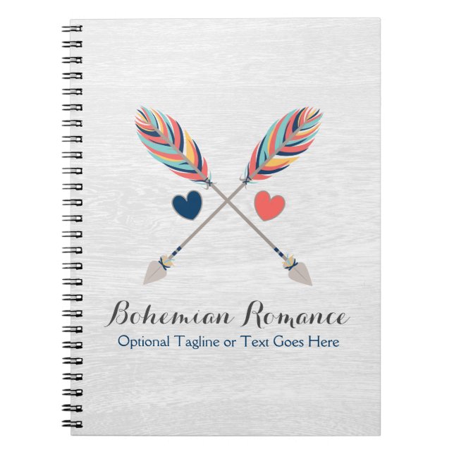 Bohemian Crossed Arrows On Rustic Wood Boho Chic Spiral Notebook (Front)
