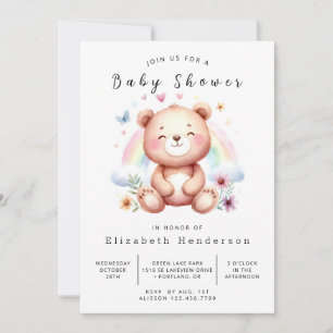 Bohemian Custom Bear Baby Shower Invitation
