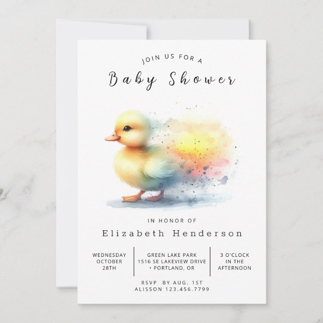  Bohemian Custom Duck Baby Shower  Invitation (Front)