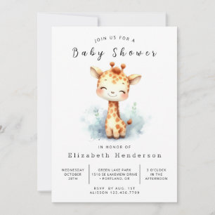  Bohemian Custom Giraffe Baby Shower Invitation