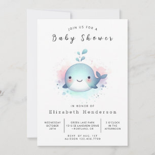 Bohemian Custom Whale Baby Shower Invitation