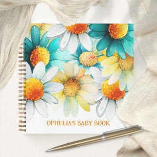 Bohemian Daisies Wildflower Pattern Name Baby Book