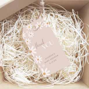 Bohemian Daisy Baby in Bloom Baby Shower Thank You Gift Tags