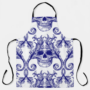 Bohemian damask, skull seamless ornament. apron