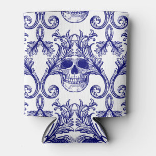 Bohemian damask, skull seamless ornament. can cooler