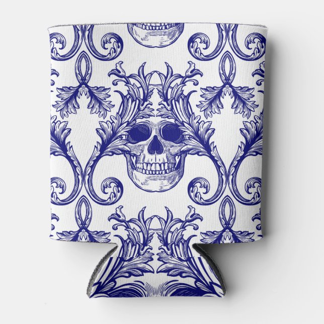 Bohemian damask, skull seamless ornament. can cooler (Front)