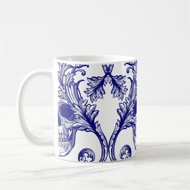 Bohemian damask, skull seamless ornament. coffee mug (Left)