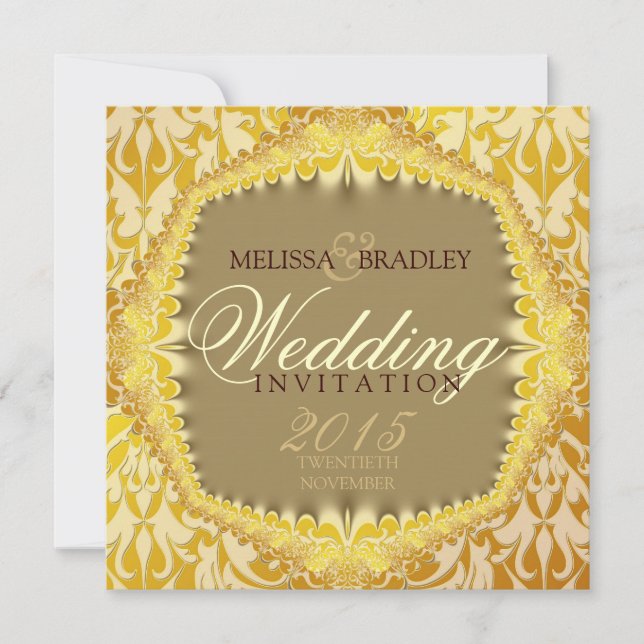 Bohemian Damask Vintage Wedding Invitations (Front)