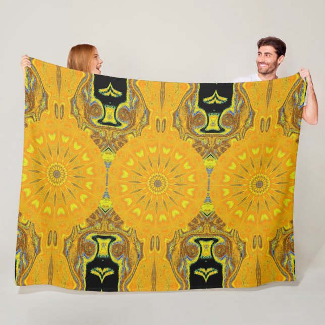 Bohemian Dandelion in Summer Cosy Floral Fleece Blanket (In Situ)