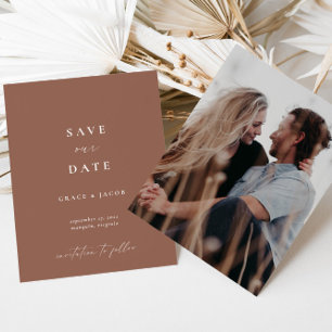 Bohemian Dark Mauve Script Photo Save The Date