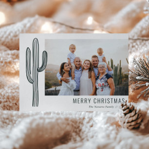 Bohemian Desert Cactus Family Photo Holiday Card