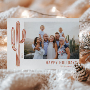 Bohemian Desert Cactus Family Photo Holiday Card