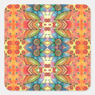 Bohemian Design Colourful Pattern Square Sticker