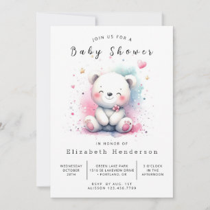 Bohemian Digital Bear Baby Shower Invitation