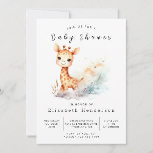  Bohemian Digital Giraffe Baby Shower Invitation