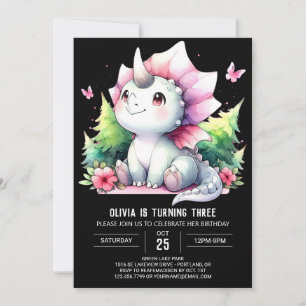 Bohemian Dino Triceratops Birthday Invitation