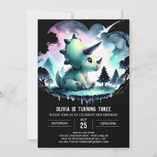 Bohemian Dinosaur Triceratops Birthday Invitation